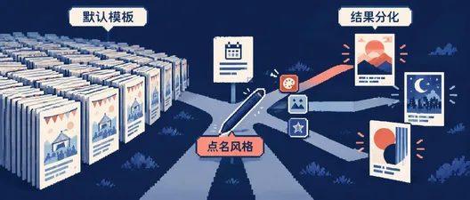 AI 海报的解法不是重做，而是点名风格