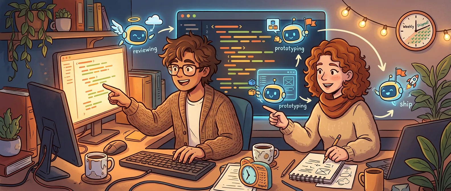 VS Code 与 AI 协作开发概念图