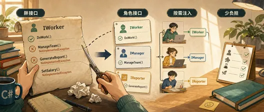 C# 接口隔离原则：把胖接口拆成清晰角色