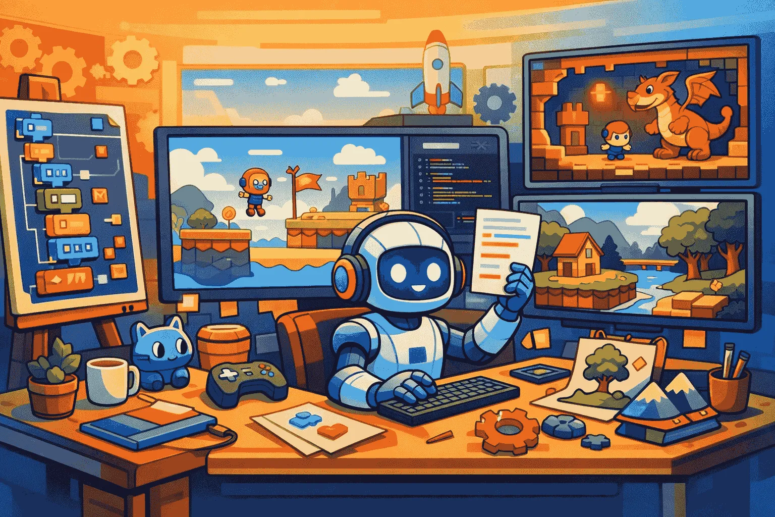 Godogen 把游戏描述变成 Godot 项目的概念图