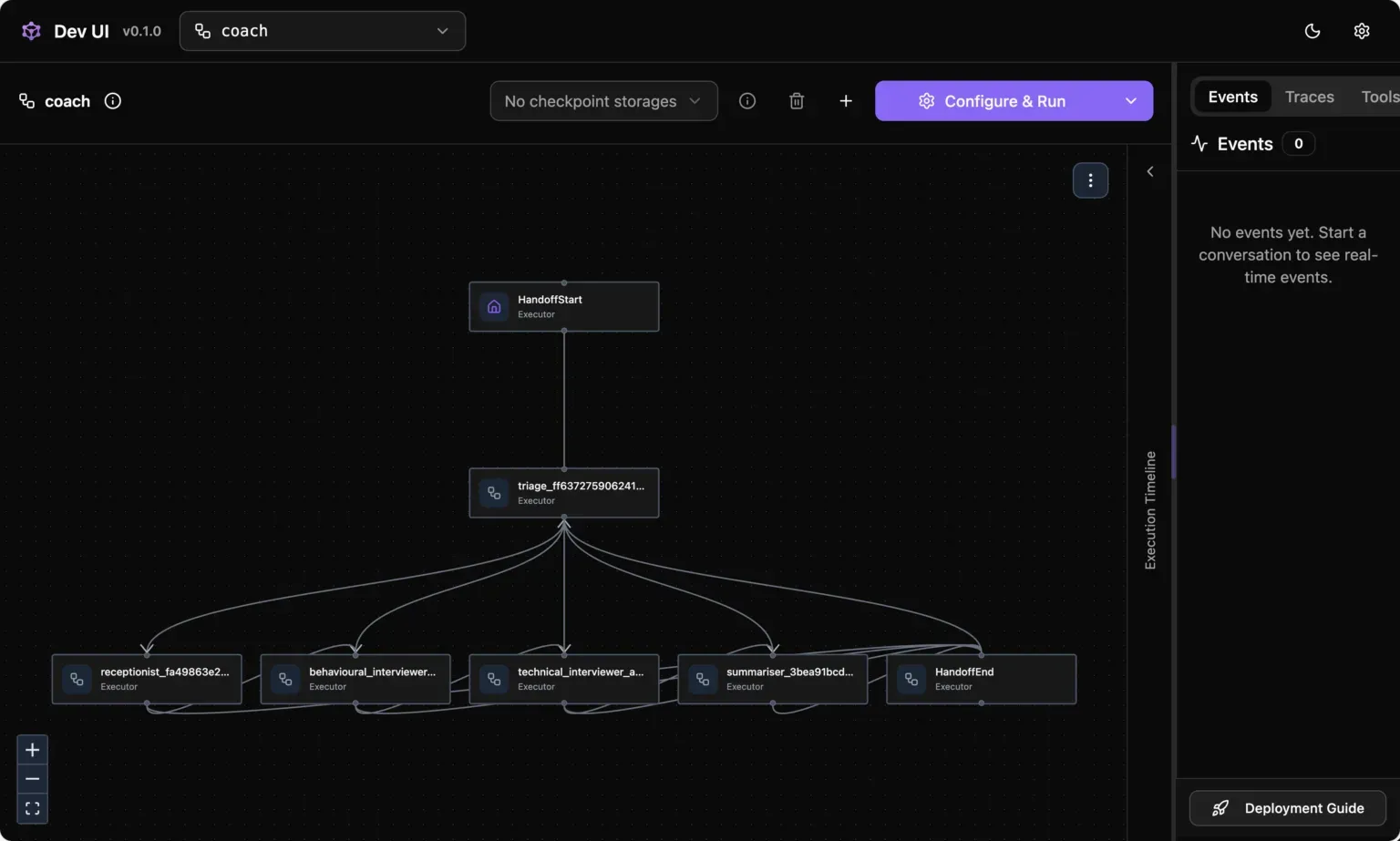 DevUI 中可视化的 handoff 流程