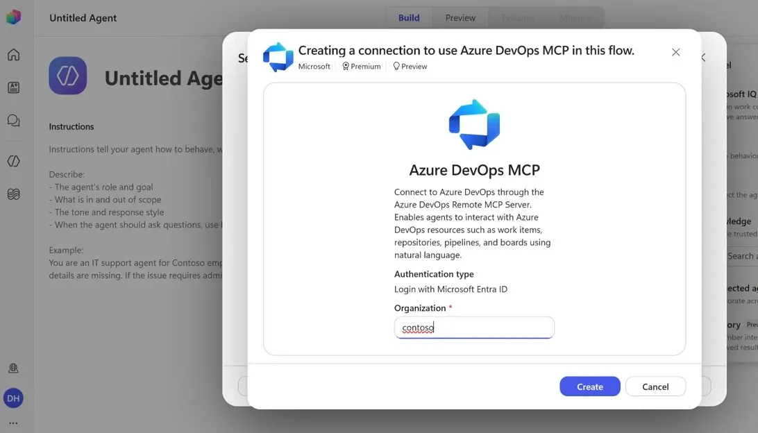 在 Microsoft Copilot Studio 中连接 AI 代理到 Azure DevOps