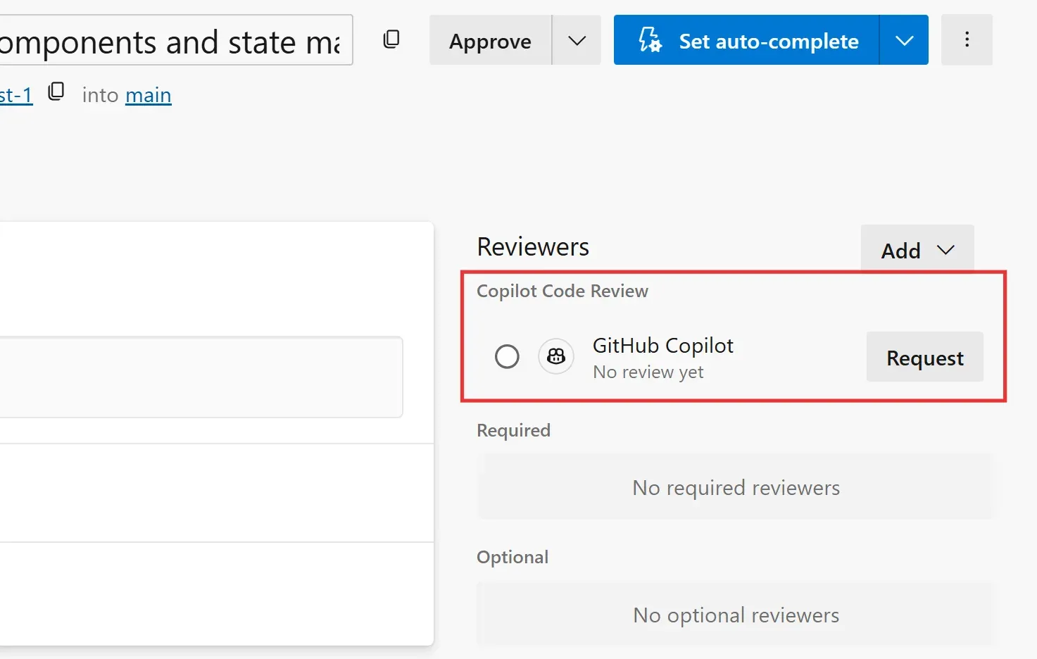 在 PR 的 Reviewers 区域请求 Copilot Code Review
