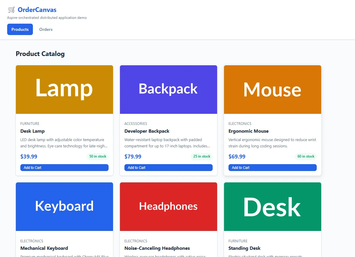 OrderCanvas 商品目录页