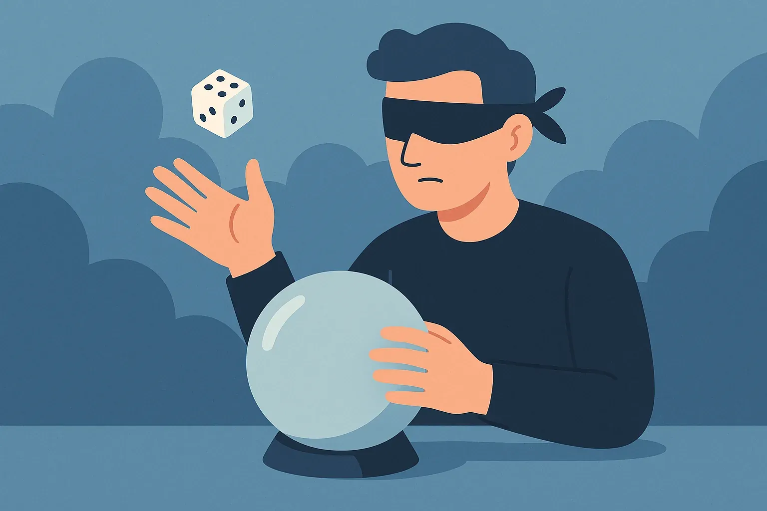 图片1：蒙着眼睛掷骰子的开发者