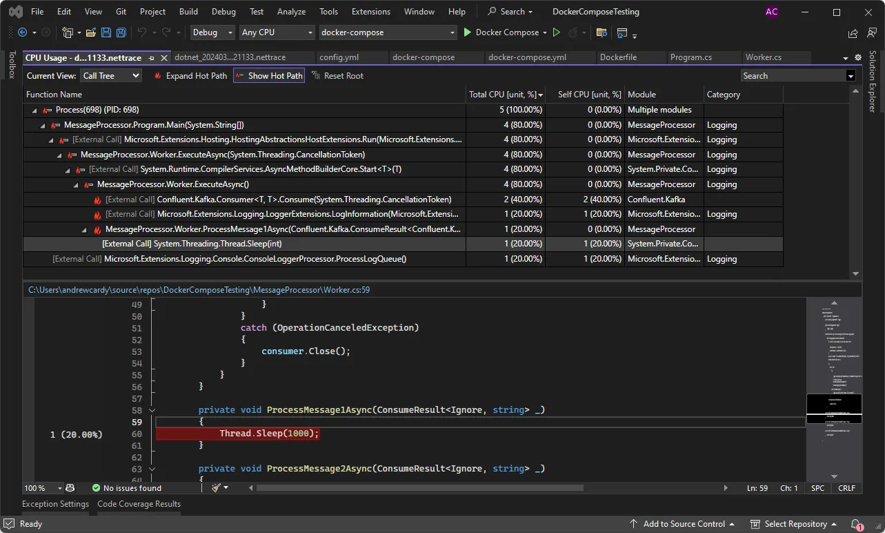 Visual Studio 中的性能分析工具。